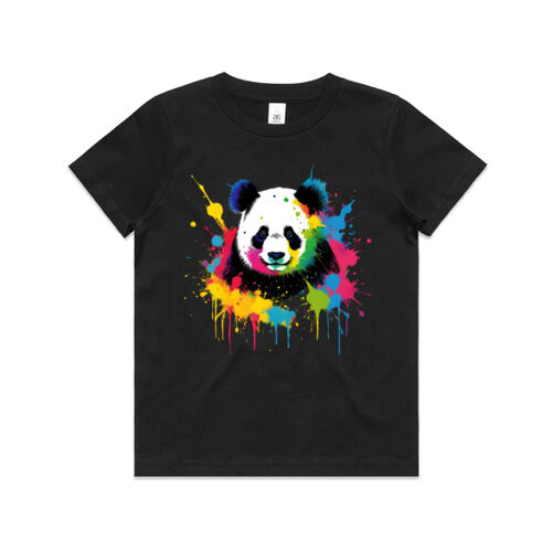 Vibrant Colorful Paint Splatter | Panda - Kid T-Shirt Thumbnail
