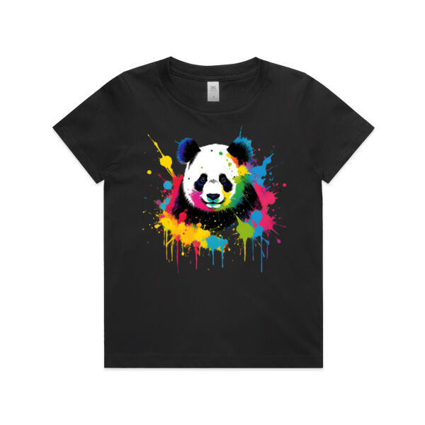 Vibrant Colorful Paint Splatter | Panda - Kid T-Shirt Thumbnail