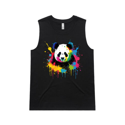 Vibrant Colorful Paint Splatter | Panda - Womens Upside Tank Thumbnail