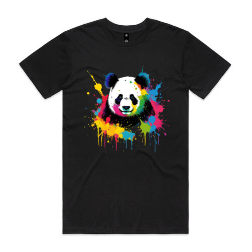 Vibrant Colorful Paint Splatter | Panda - Mens Staple T-Shirt Thumbnail