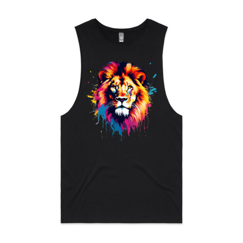 Vibrant Colorful Paint Splatter | Lion - Mens Barnard Tank Thumbnail