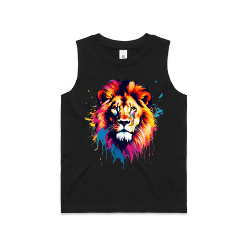 Vibrant Colorful Paint Splatter | Lion - Kids Barnard Tank Thumbnail