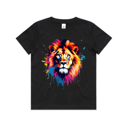 Vibrant Colorful Paint Splatter | Lion - Kids T-Shirt Thumbnail