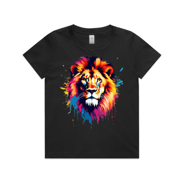 Vibrant Colorful Paint Splatter | Lion - Kids T-Shirt Thumbnail