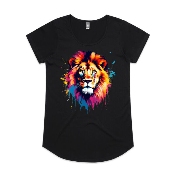 Vibrant Colorful Paint Splatter | Lion - Womens Mali T-Shirt Thumbnail