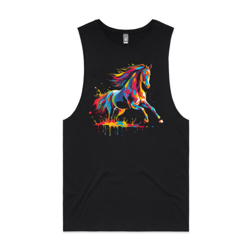 Vibrant Colorful Paint Splatter | Horse - Mens Barnard Tank Thumbnail