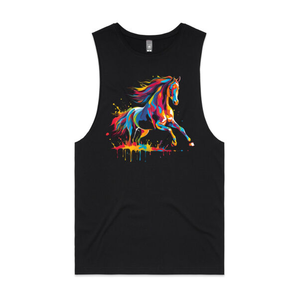 Vibrant Colorful Paint Splatter | Horse - Mens Barnard Tank Thumbnail