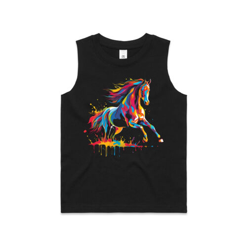 Vibrant Colorful Paint Splatter | Horse - Kids Barnard Tank Thumbnail