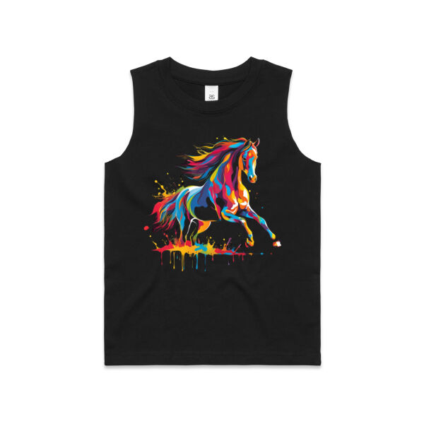 Vibrant Colorful Paint Splatter | Horse - Kids Barnard Tank Thumbnail