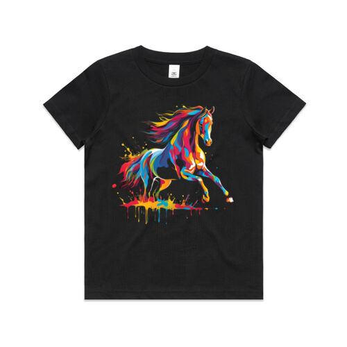 Vibrant Colorful Paint Splatter | Horse - Kids T-Shirt Thumbnail