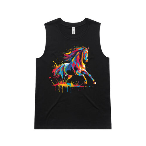 Vibrant Colorful Paint Splatter | Horse - Womens Upside Tank Thumbnail