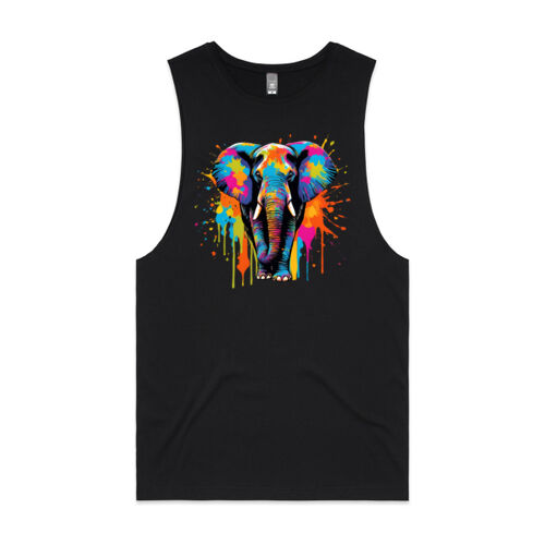 Vibrant Colorful Paint Splatter | Elephant - Mens Barnard Tank Thumbnail