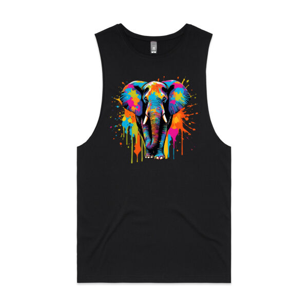 Vibrant Colorful Paint Splatter | Elephant - Mens Barnard Tank Thumbnail