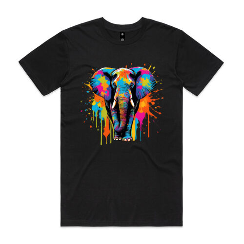Vibrant Colorful Paint Splatter | Elephant - Mens Staple T-Shirt Thumbnail