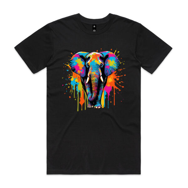 Vibrant Colorful Paint Splatter | Elephant - Mens Staple T-Shirt Thumbnail