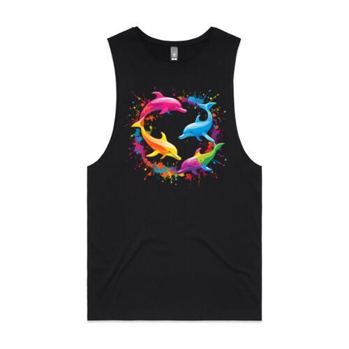 Vibrant Colorful Paint Splatter | Dolphins - Mens Barnard T-Shirt Thumbnail