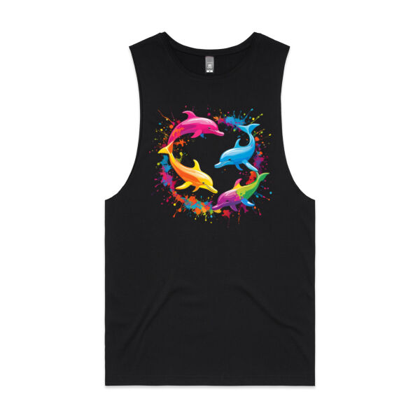 Vibrant Colorful Paint Splatter | Dolphins - Mens Barnard T-Shirt Thumbnail