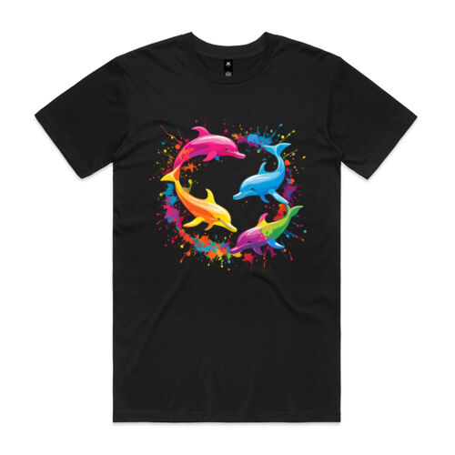 Vibrant Colorful Paint Splatter | Dolphins - Mens Staple T-Shirt Thumbnail