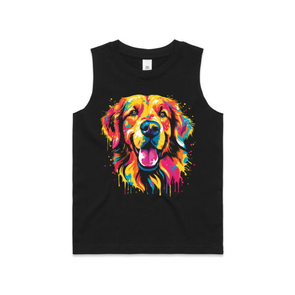 Vibrant Colorful Paint Splatter | Dog - Kids Barbard Tank Thumbnail