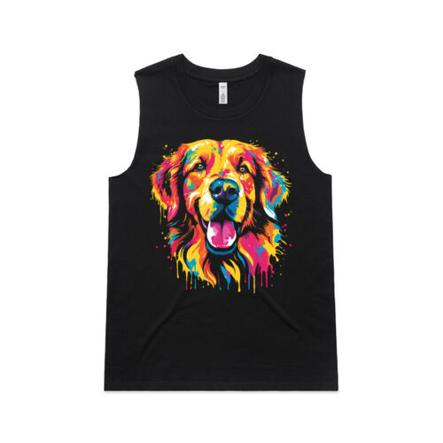 Vibrant Colorful Paint Splatter | Dog - Womens Upside Tank Thumbnail