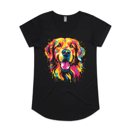 Vibrant Colorful Paint Splatter | Dog - Womens Mali T-Shirt Thumbnail