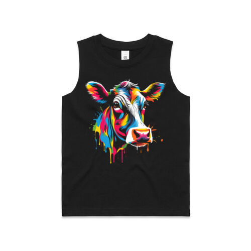 Vibrant Colorful Paint Splatter | Cow - Kids Barnard Tank Thumbnail