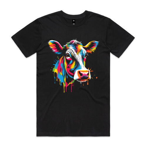 Vibrant Colorful Paint Splatter | Cow - Mens Staple T-Shirt Thumbnail