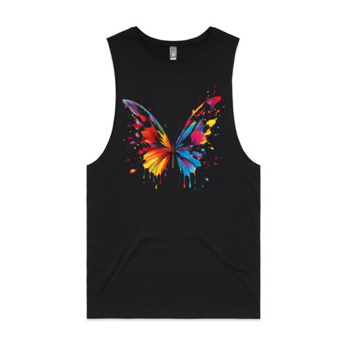 Vibrant Colorful Paint Splatter | Butterfly - Mens Barnard Tank Thumbnail