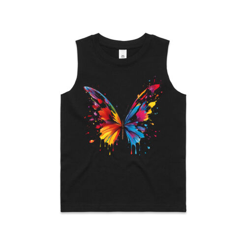 Vibrant Colorful Paint Splatter | Butterfly - Kids Barnard Tank Thumbnail