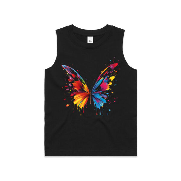 Vibrant Colorful Paint Splatter | Butterfly - Kids Barnard Tank Thumbnail