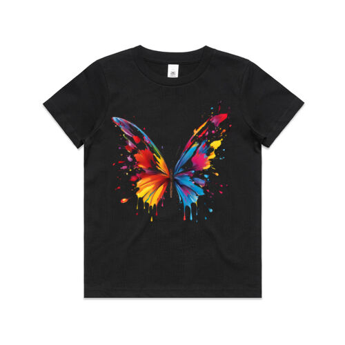 Vibrant Colorful Paint Splatter | Butterfly - Kids T-Shirt Thumbnail