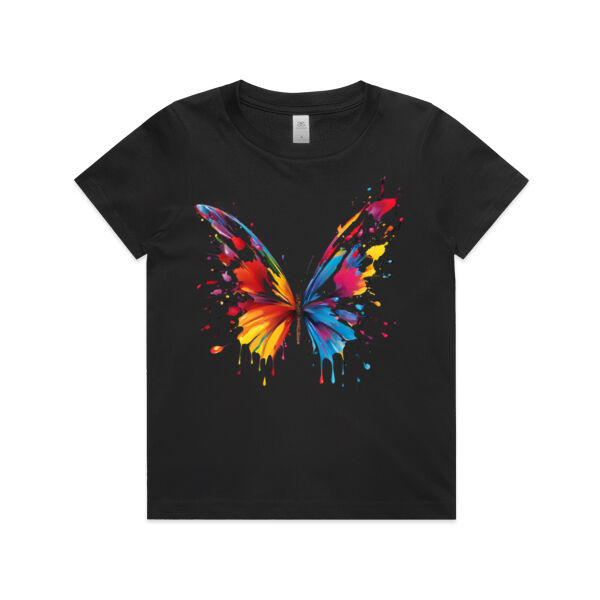 Vibrant Colorful Paint Splatter | Butterfly - Kids T-Shirt Thumbnail