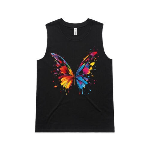 Vibrant Colorful Paint Splatter | Butterfly - Womens Upside Tank Thumbnail