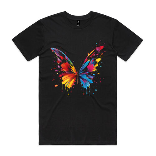 Vibrant Colorful Paint Splatter | Butterfly - Mens Staple T-Shirt Thumbnail