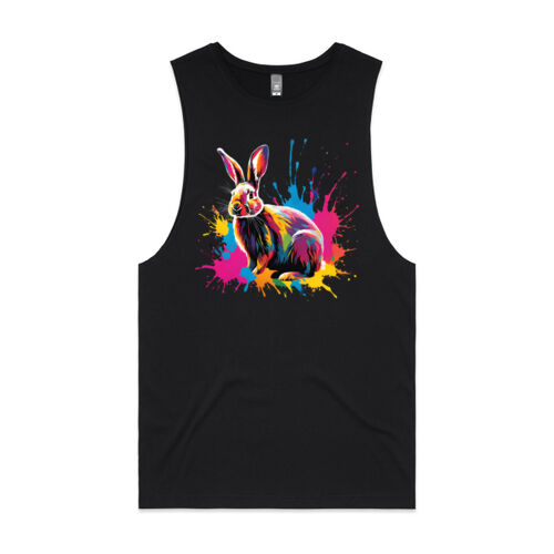 Vibrant Colorful Paint Splatter | Bunny Rabbit - Mens Barnard Tank Thumbnail