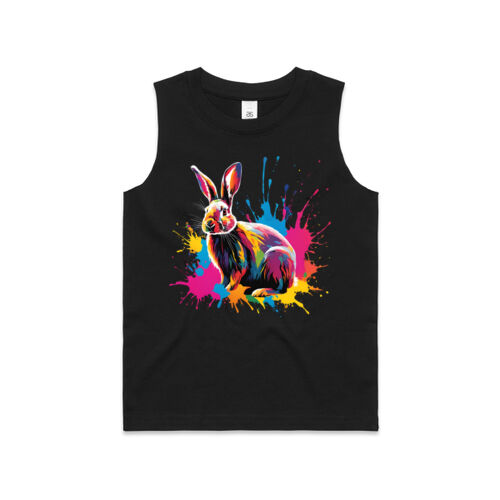 Vibrant Colorful Paint Splatter | Bunny Rabbit - Kids Barnard Tank Thumbnail