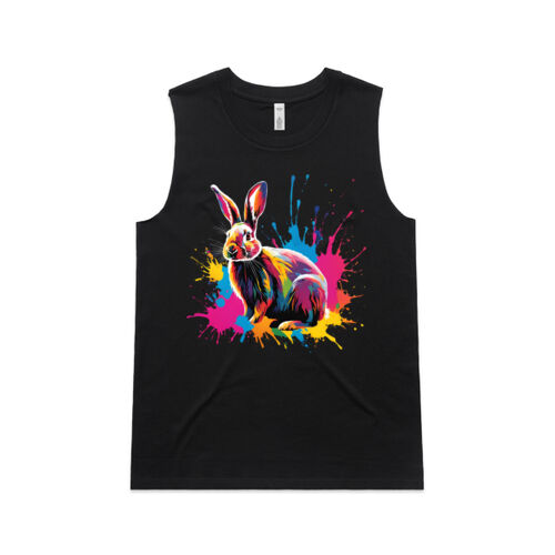 Vibrant Colorful Paint Splatter | Bunny Rabbit - Womens Upside Tank Thumbnail