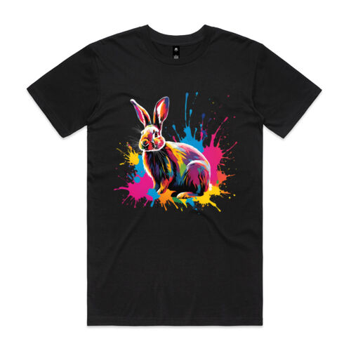 Vibrant Colorful Paint Splatter | Bunny Rabbit - Mens Staple T-Shirt Thumbnail