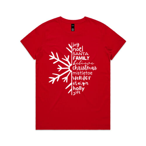 Merry Christmas | Snow Flake Joy - Womens Maple T-Shirt Thumbnail