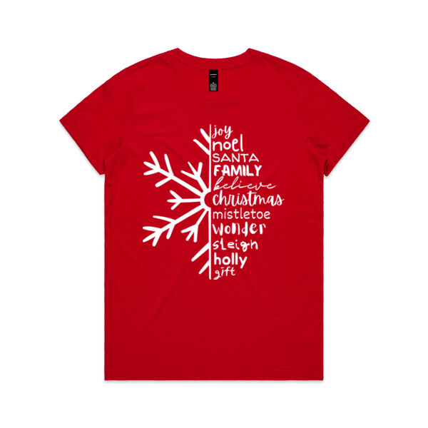 Merry Christmas | Snow Flake Joy - Womens Maple T-Shirt Thumbnail