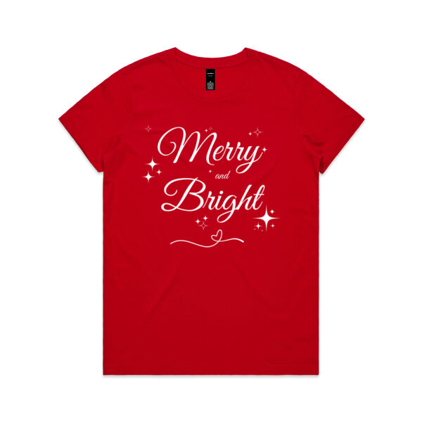 Merry Christmas | Merry and Bright - Womens Maple T-Shirt Thumbnail