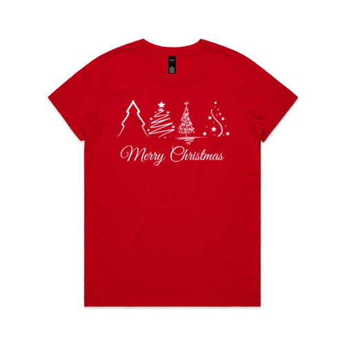 Merry Christmas | Christmas Tree - Womens Maple T-Shirt Thumbnail