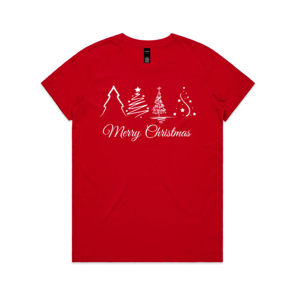 Merry Christmas | Christmas Tree - Womens Maple T-Shirt Thumbnail
