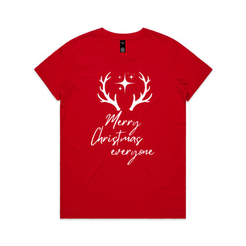 Merry Christmas | Reindeer Christmas - Womens Maple T-Shirt Thumbnail